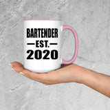 Bartender Established EST. 2020 - 15oz Accent Mug Pink