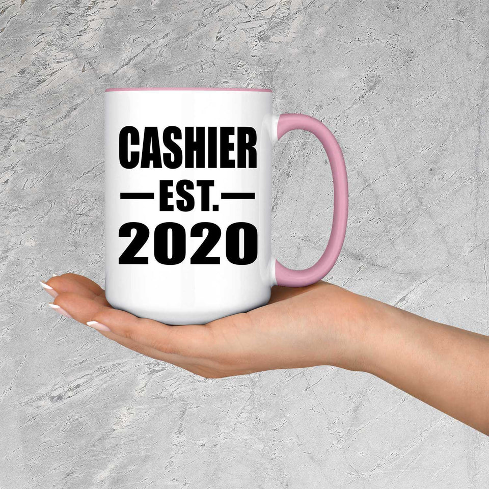 Cashier Established EST. 2020 - 15oz Accent Mug Pink