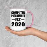 Computer Programmer Established EST. 2020 - 15oz Accent Mug Pink