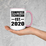 Computer Technician Established EST. 2020 - 15oz Accent Mug Pink