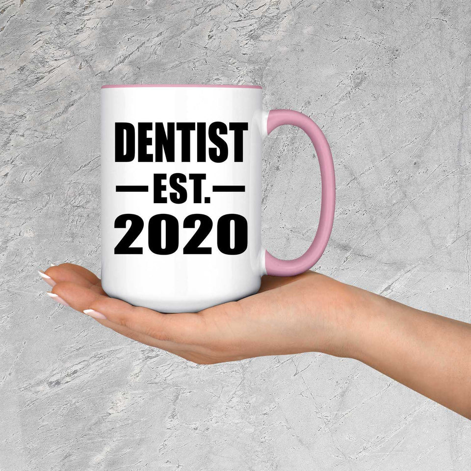 Dentist Established EST. 2020 - 15oz Accent Mug Pink