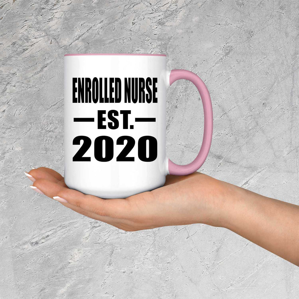 Enrolled Nurse Established EST. 2020 - 15oz Accent Mug Pink