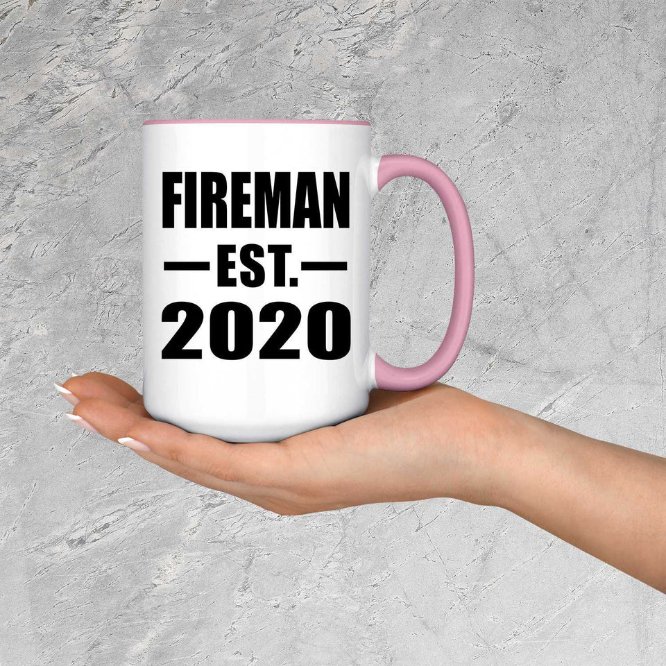 Fireman Established EST. 2020 - 15oz Accent Mug Pink