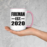 Fireman Established EST. 2020 - 15oz Accent Mug Pink