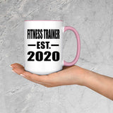 Fitness Trainer Established EST. 2020 - 15oz Accent Mug Pink