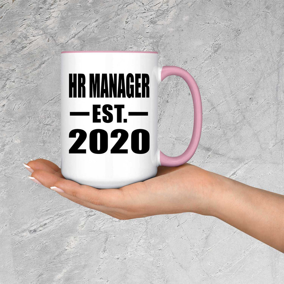 HR Manager Established EST. 2020 - 15oz Accent Mug Pink