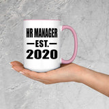 HR Manager Established EST. 2020 - 15oz Accent Mug Pink