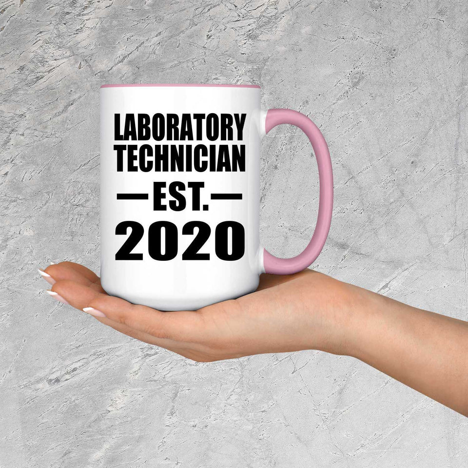 Laboratory Technician Established EST. 2020 - 15oz Accent Mug Pink