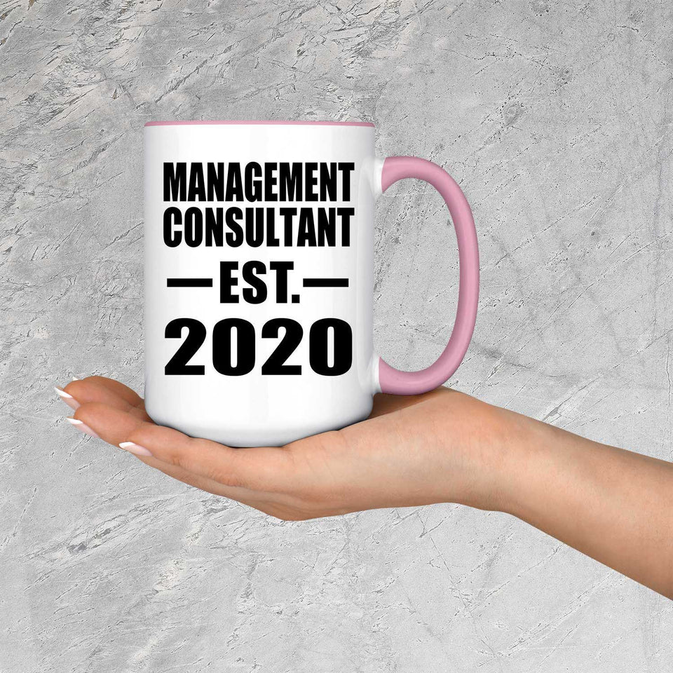 Management Consultant Established EST. 2020 - 15oz Accent Mug Pink