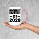 Management Consultant Established EST. 2020 - 15oz Accent Mug Pink