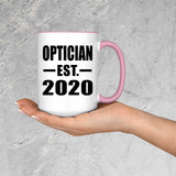 Optician Established EST. 2020 - 15oz Accent Mug Pink