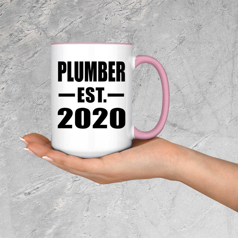 Plumber Established EST. 2020 - 15oz Accent Mug Pink