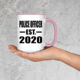 Police Officer Established EST. 2020 - 15oz Accent Mug Pink