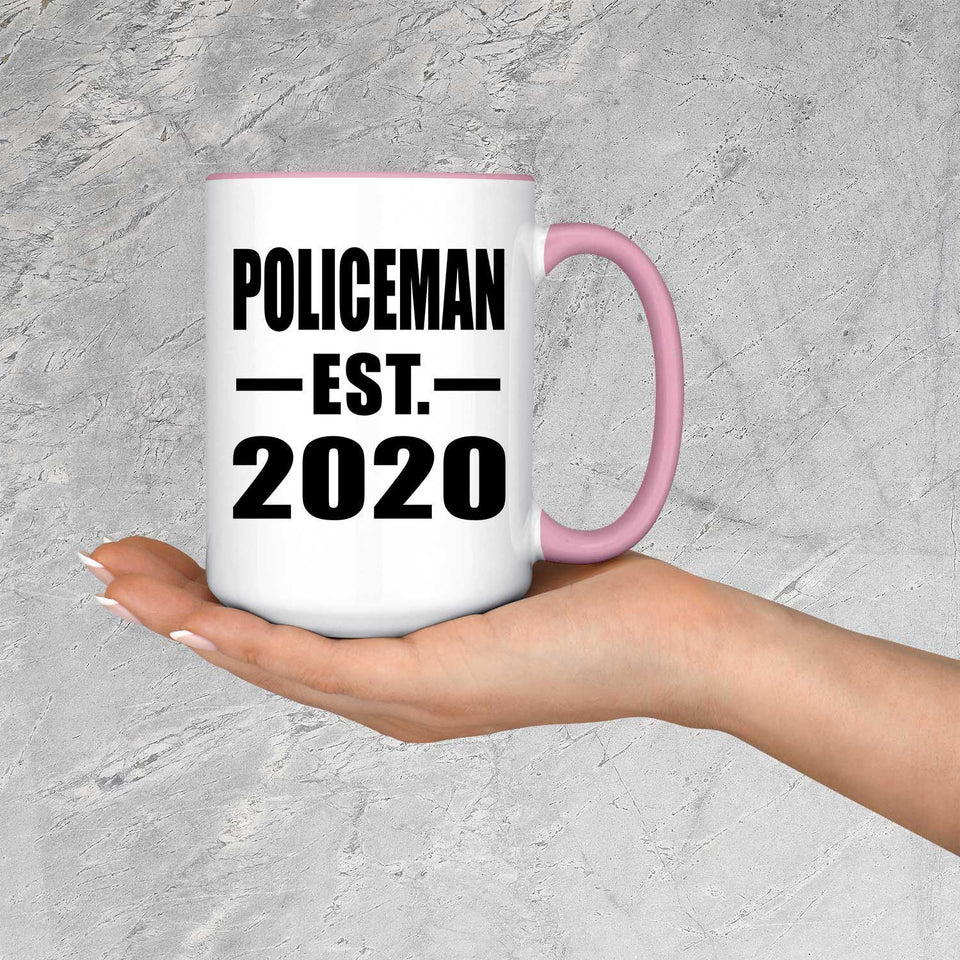 Policeman Established EST. 2020 - 15oz Accent Mug Pink