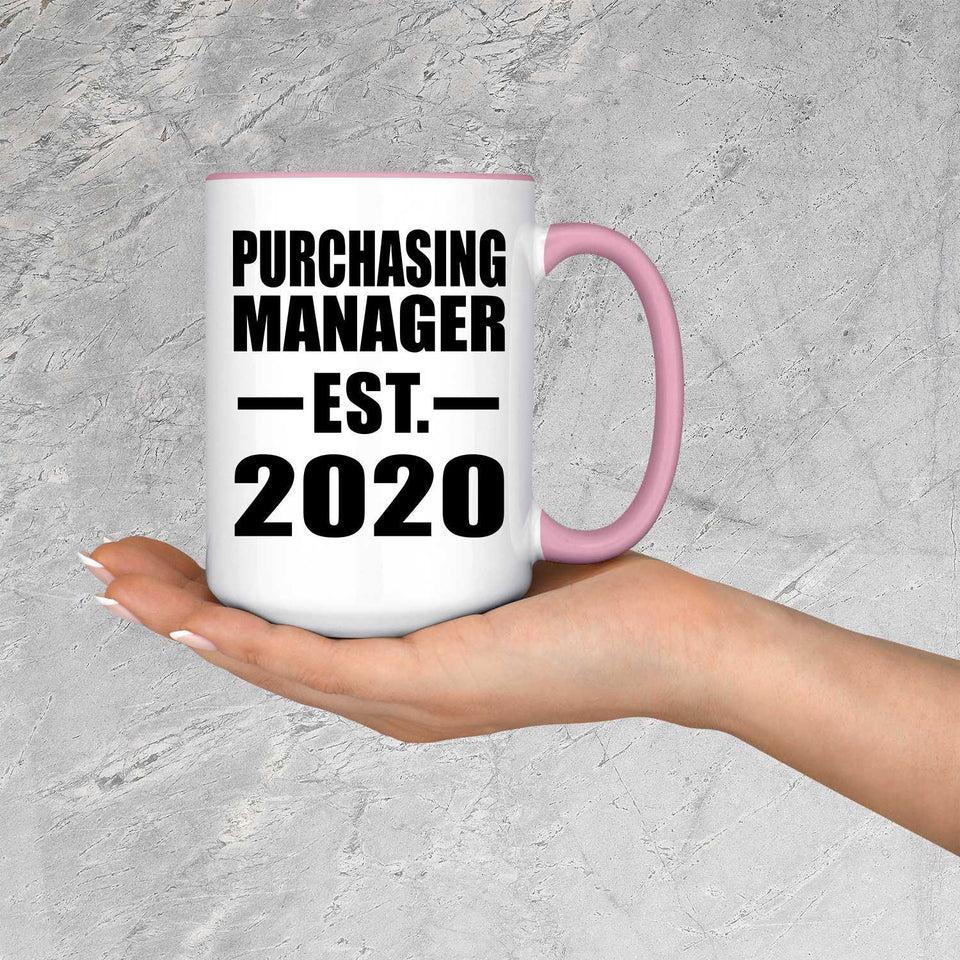 Purchasing Manager Established EST. 2020 - 15oz Accent Mug Pink