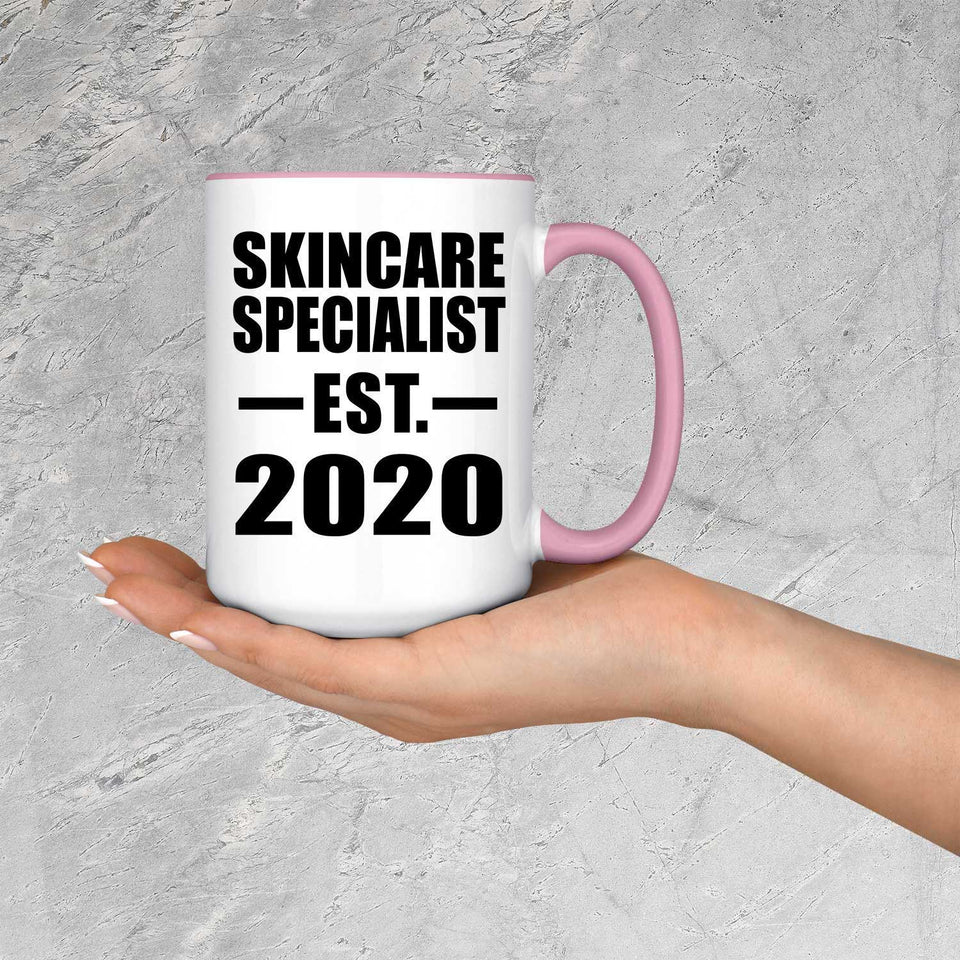 Skincare Specialist Established EST. 2020 - 15oz Accent Mug Pink