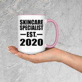 Skincare Specialist Established EST. 2020 - 15oz Accent Mug Pink