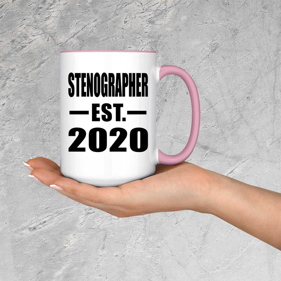 Stenographer Established EST. 2020 - 15oz Accent Mug Pink