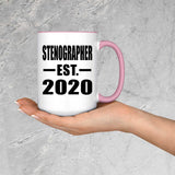 Stenographer Established EST. 2020 - 15oz Accent Mug Pink