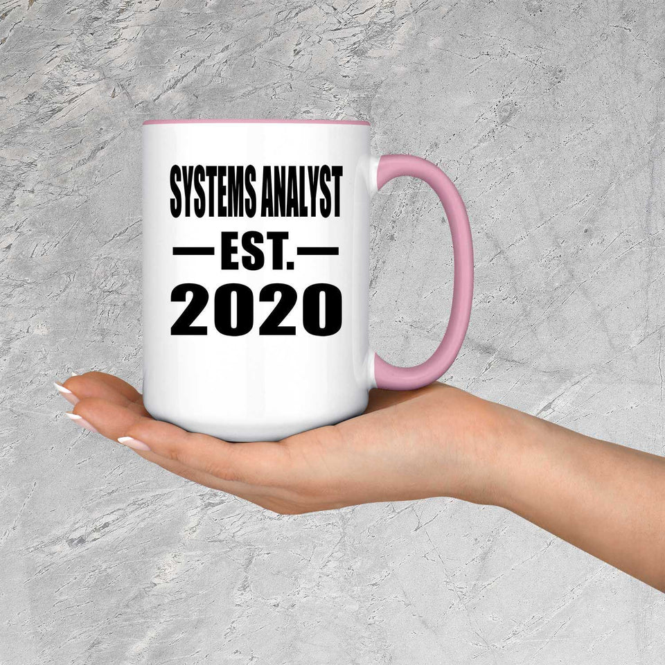 Systems Analyst Established EST. 2020 - 15oz Accent Mug Pink
