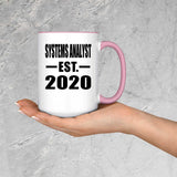 Systems Analyst Established EST. 2020 - 15oz Accent Mug Pink