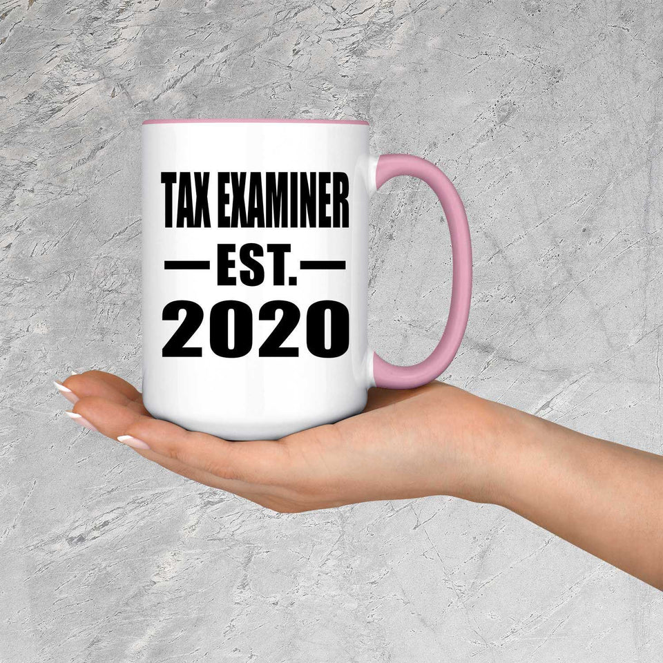 Tax Examiner Established EST. 2020 - 15oz Accent Mug Pink