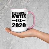 Technical Writer Established EST. 2020 - 15oz Accent Mug Pink