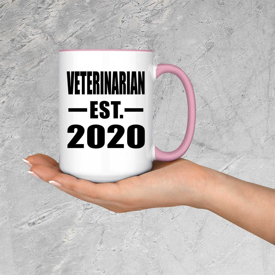 Veterinarian Established EST. 2020 - 15oz Accent Mug Pink