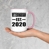 Veterinarian Established EST. 2020 - 15oz Accent Mug Pink