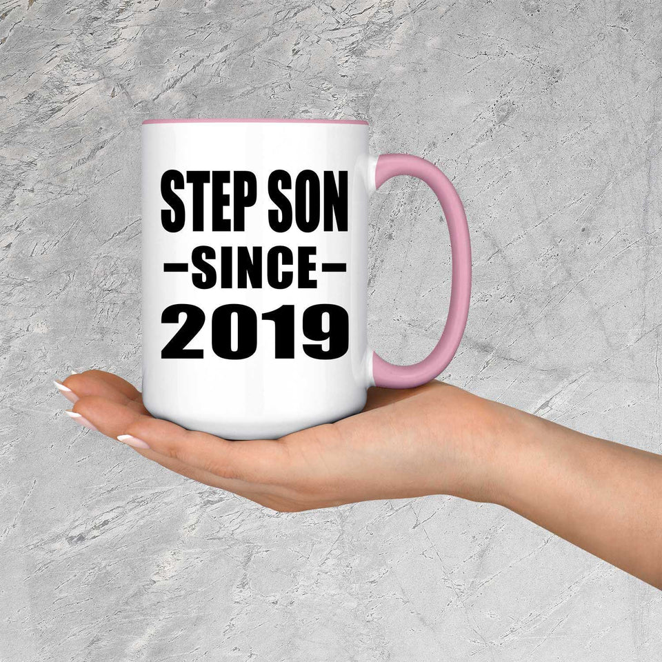 Step Son Since 2019 - 15oz Accent Mug Pink