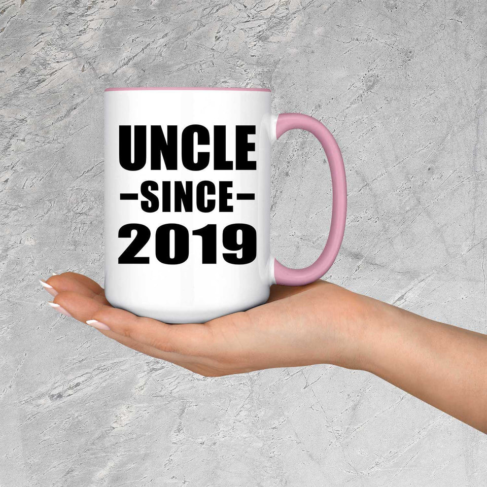 Uncle Since 2019 - 15oz Accent Mug Pink