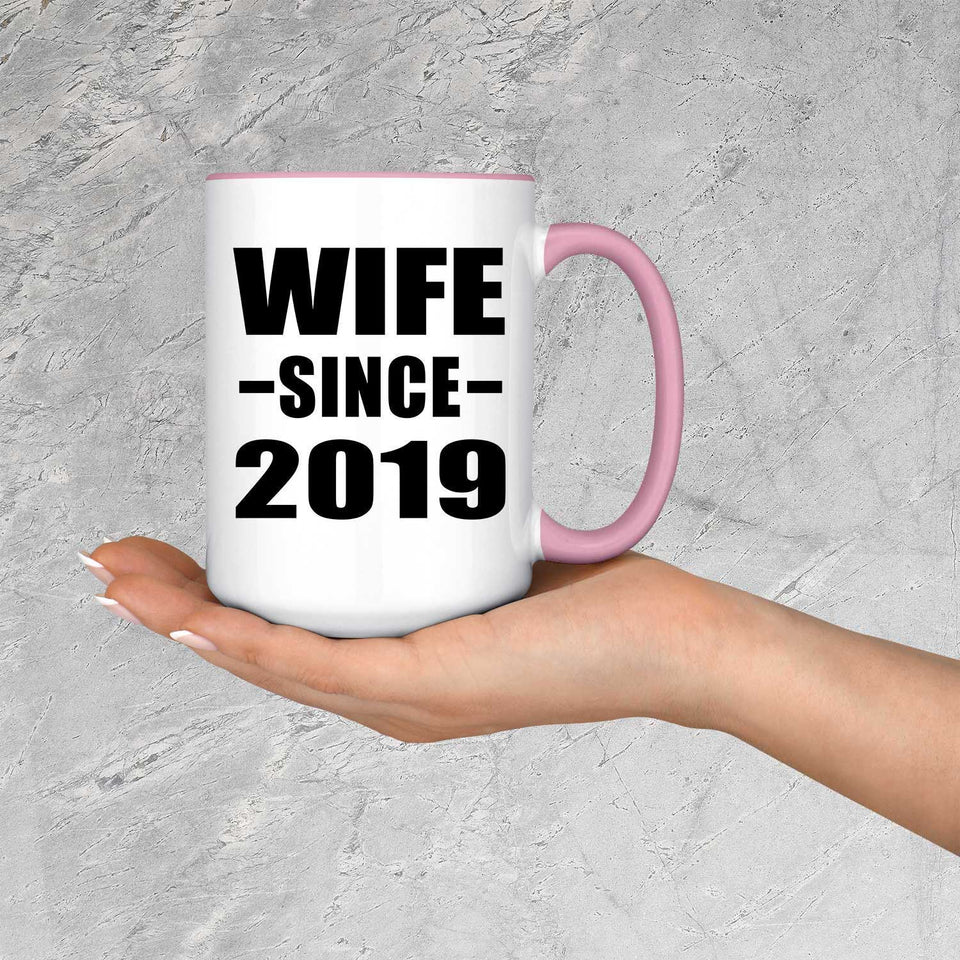 Wife Since 2019 - 15oz Accent Mug Pink