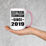 Electrical Technician Since 2019 - 15oz Accent Mug Pink