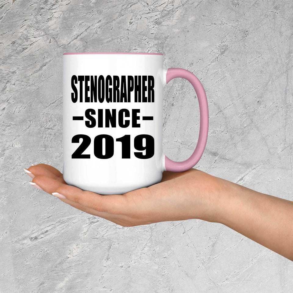 Stenographer Since 2019 - 15oz Accent Mug Pink