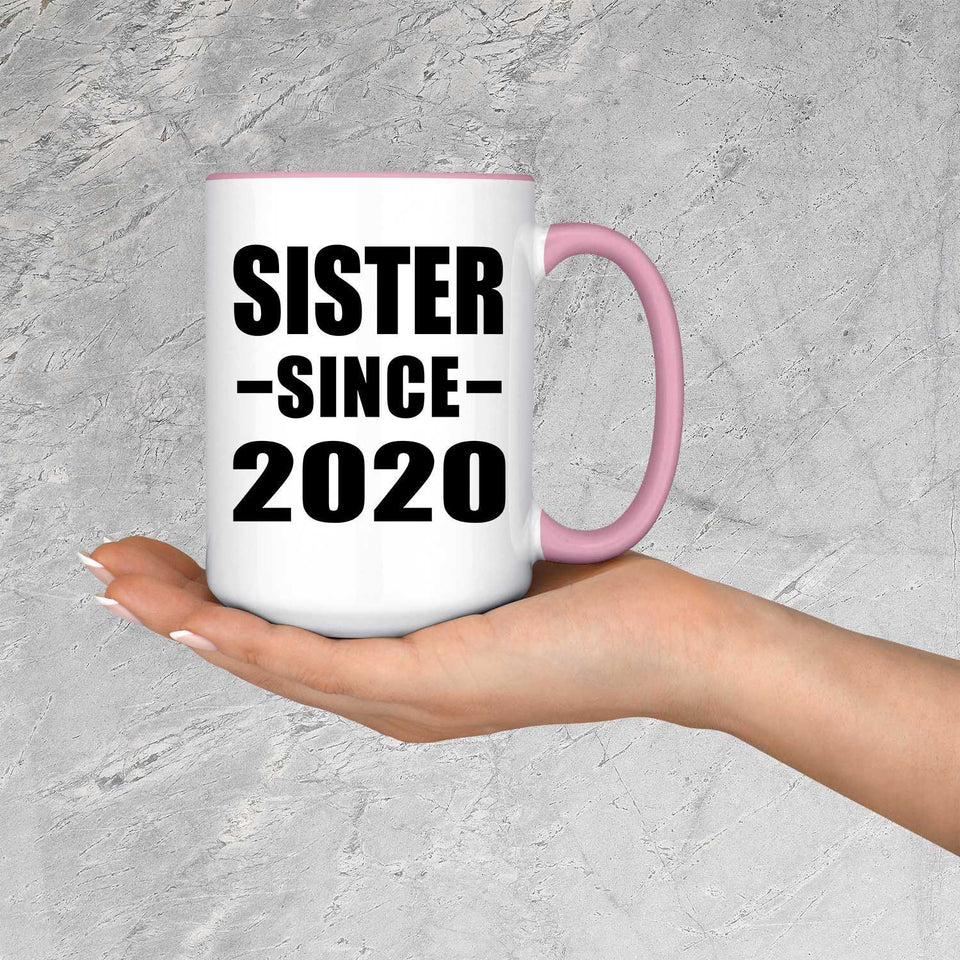 Sister Since 2020 - 15oz Accent Mug Pink