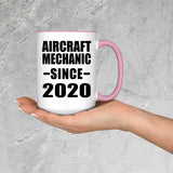 Aircraft Mechanic Since 2020 - 15oz Accent Mug Pink