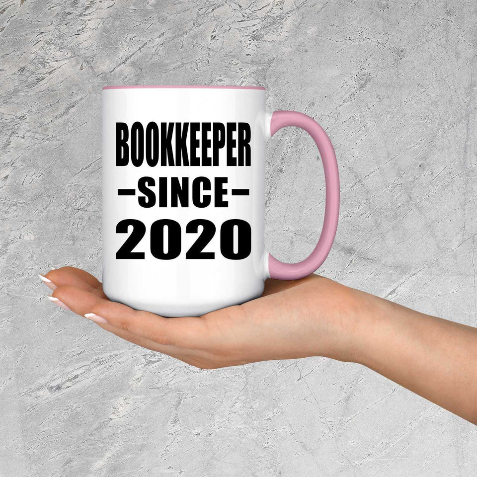 Bookkeeper Since 2020 - 15oz Accent Mug Pink