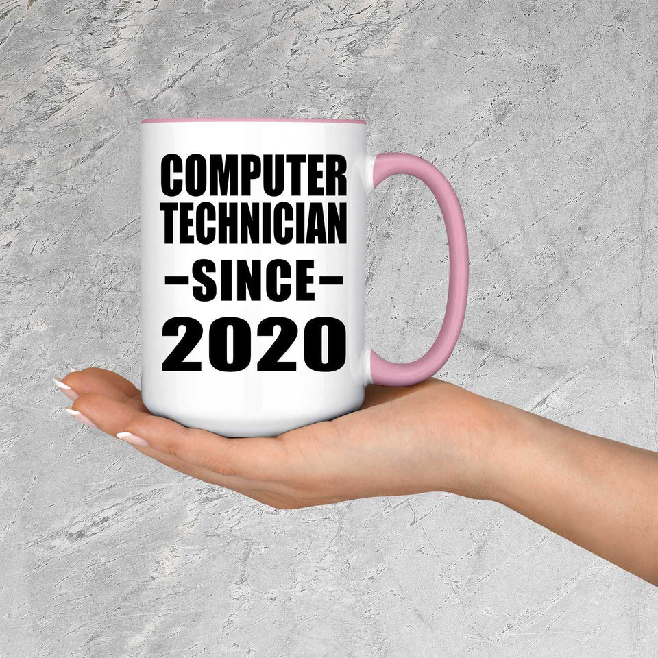 Computer Technician Since 2020 - 15oz Accent Mug Pink