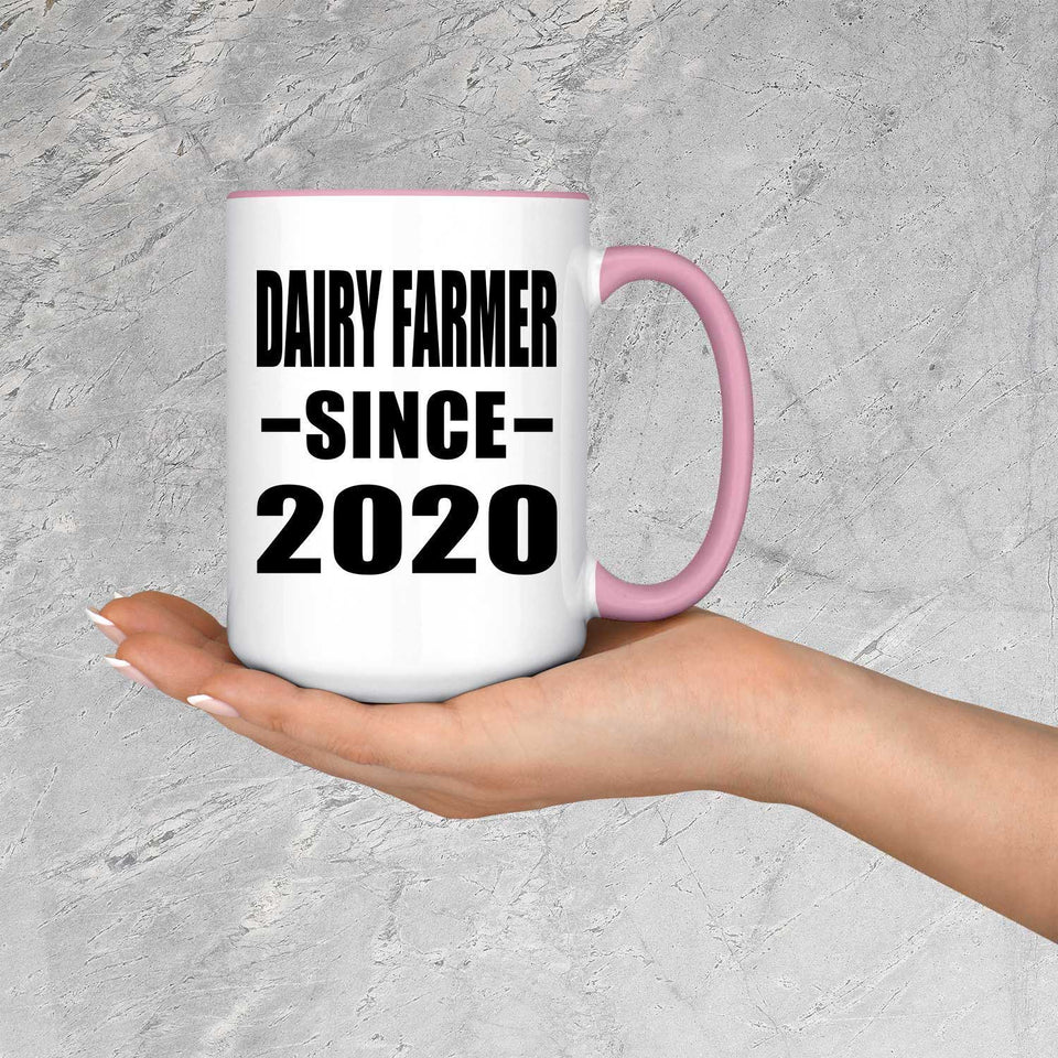 Dairy Farmer Since 2020 - 15oz Accent Mug Pink