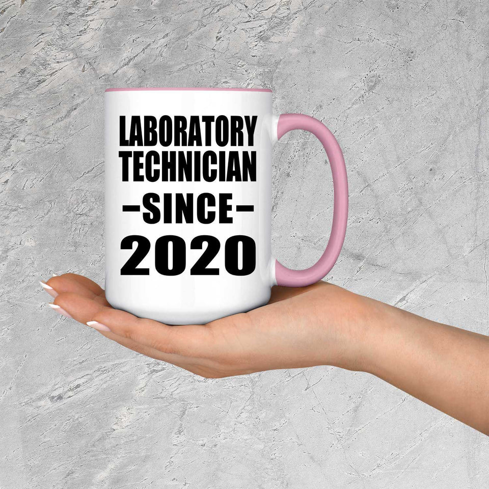 Laboratory Technician Since 2020 - 15oz Accent Mug Pink