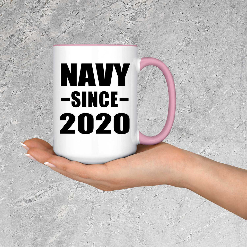 Navy Since 2020 - 15oz Accent Mug Pink