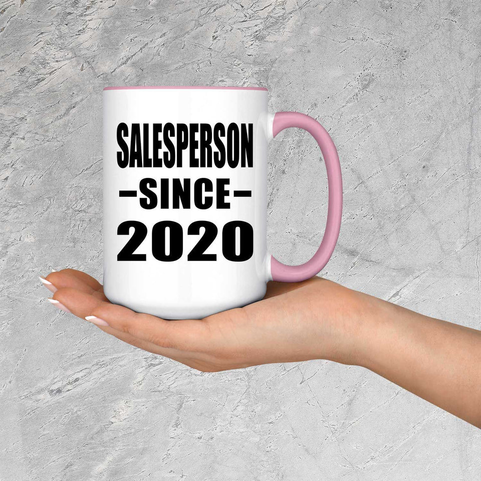 Salesperson Since 2020 - 15oz Accent Mug Pink