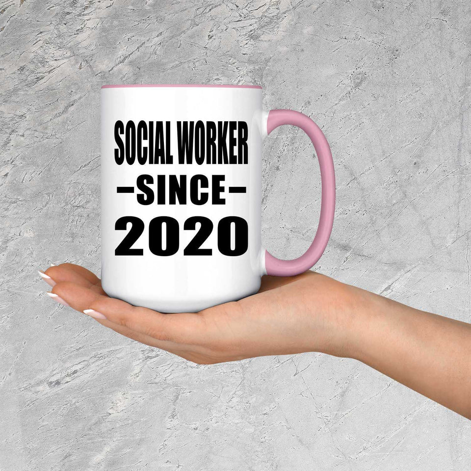 Social Worker Since 2020 - 15oz Accent Mug Pink