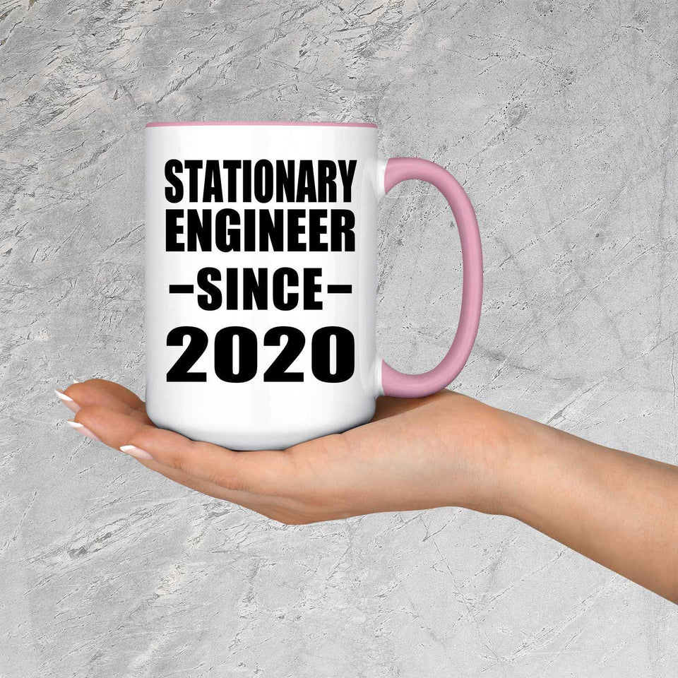 Stationary Engineer Since 2020 - 15oz Accent Mug Pink