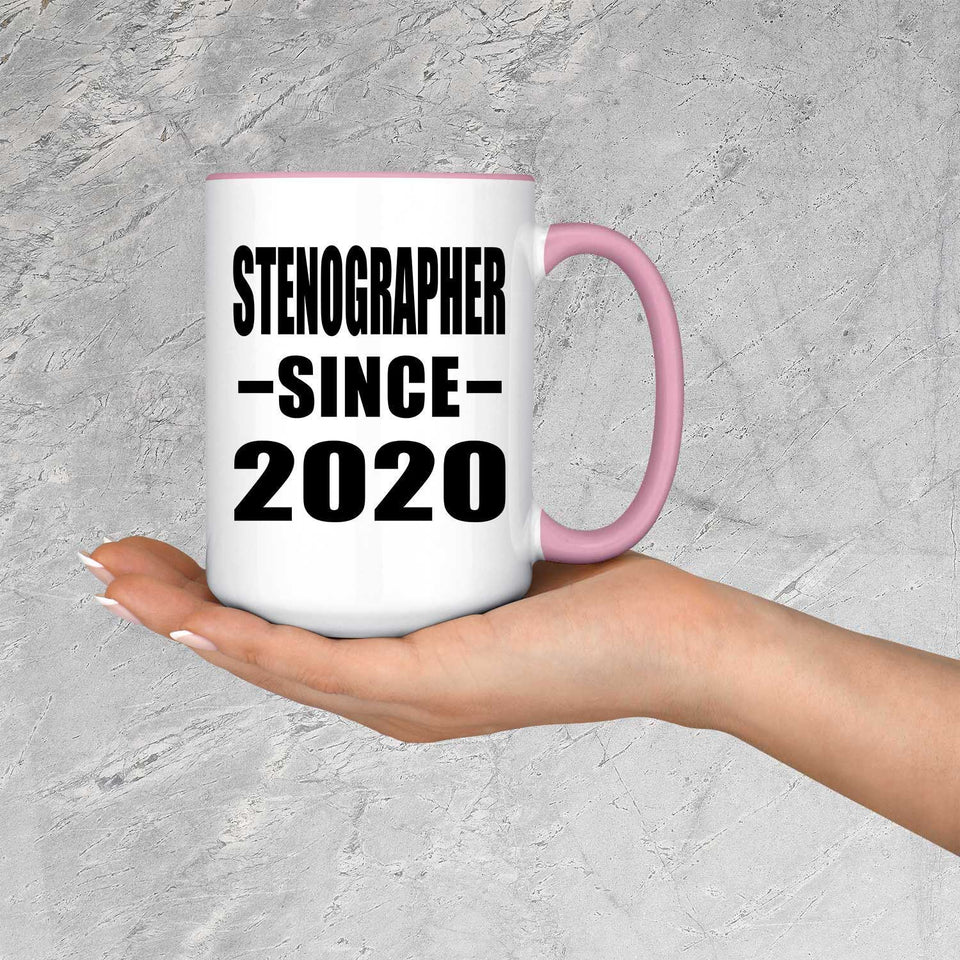 Stenographer Since 2020 - 15oz Accent Mug Pink