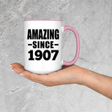 117th Birthday Amazing Since 1907 - 15oz Accent Mug Pink