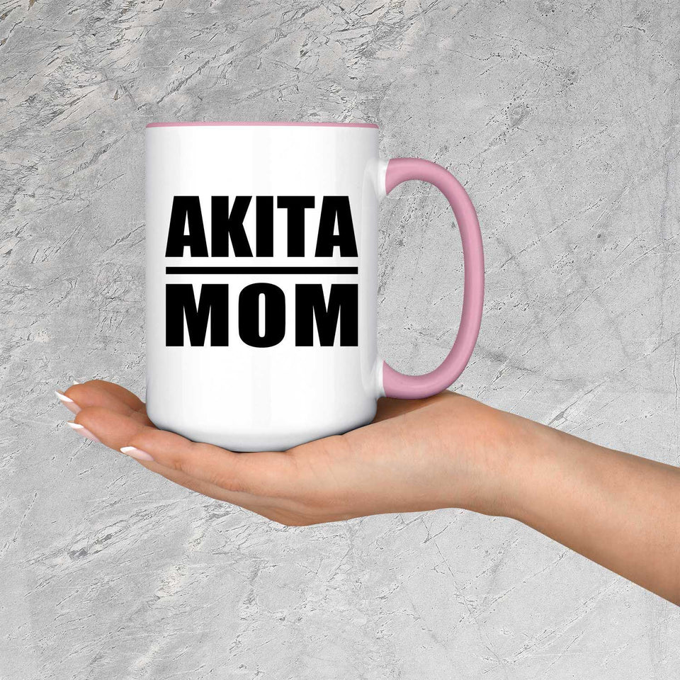 Akita Mom - 15oz Accent Mug Pink