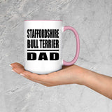 Staffordshire Bull Terrier Dad - 15oz Accent Mug Pink