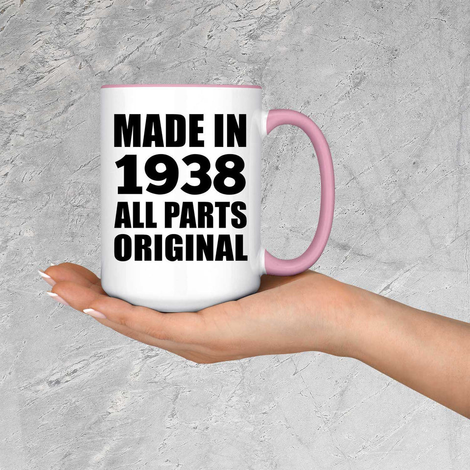 86th Birthday Made in 1938 All Parts Original - 15oz Accent Mug Pink