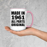 63rd Birthday Made in 1961 All Parts Original - 15oz Accent Mug Pink